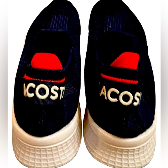 Lacoste Men`s  Court-Drive Textured Knit Sneaker Size 12Navy/Red - Picture 1 of 9